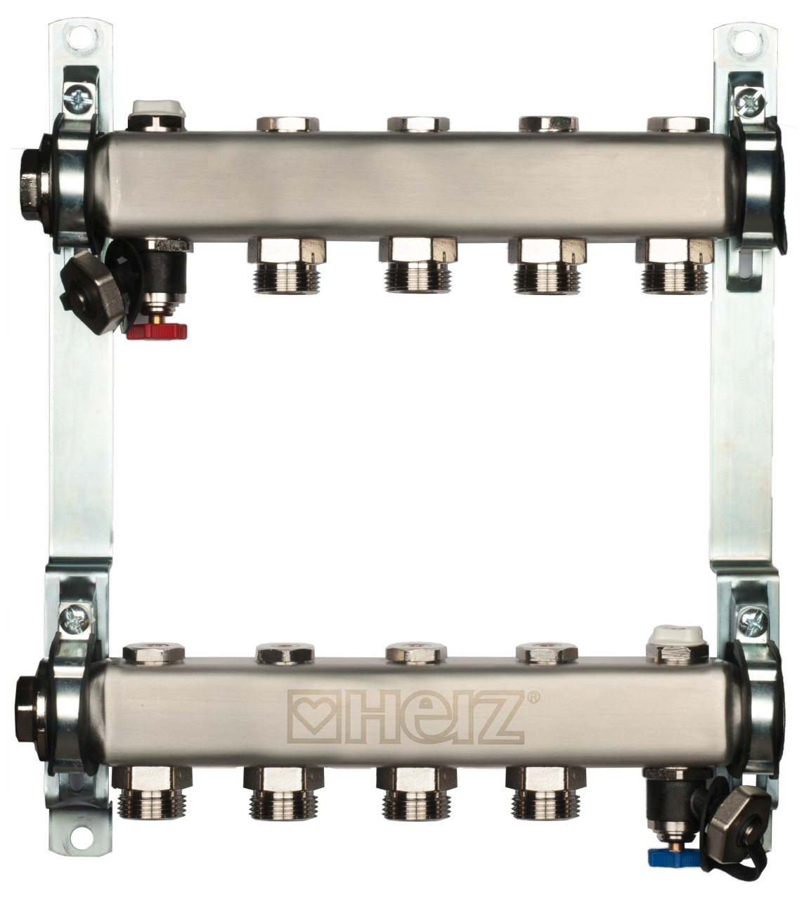 Distribuitor pentru corpuri de incalzire, 4 cai, HERZ, inox 1"