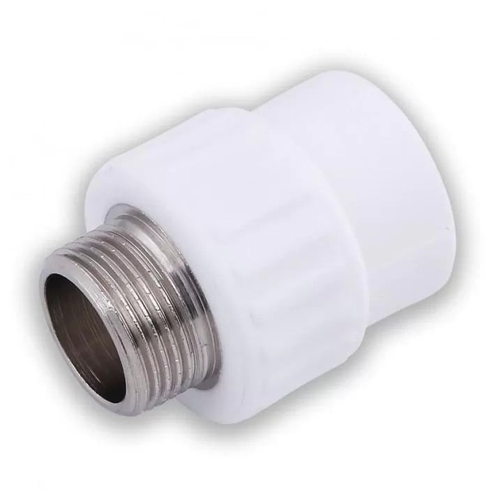 Mufa teava PPR alb, Ø25 - 1/2 E, filet exterior, PN25