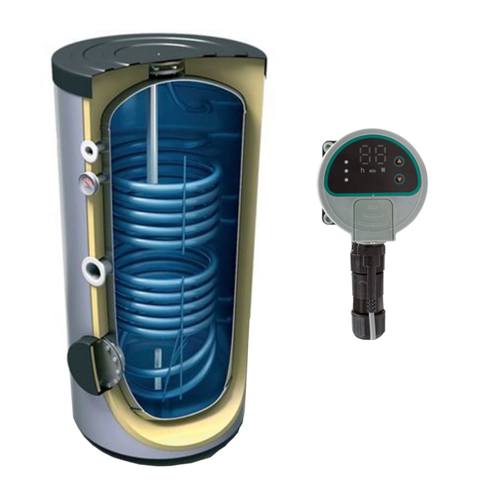 Pachet boiler stativ TESY EV 7/5 S2, 200 litri cu 2 serpentine si Pompa KOPH GPA 15-15 80, H max. 1.5 m, IP44, 230V