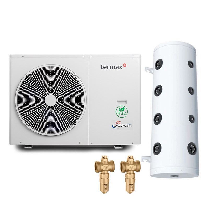 Pachet pompa de caldura Termax 12 kW, Wi-Fi, Alimentare Monofazica, Monobloc, Compresor Mitsubishi, Inverter + Vas amestec instalatii TESY V50, clasa