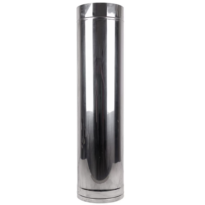 Tub inox dublu perete DP, Ø120 mm, lungime 1 m, izolat 25 mm, P1, AISI 304, clasa V5, TDP/120/P1/V5