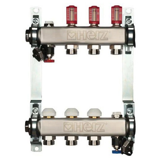Distribuitor pentru incalzire pardoseala, 3 cai, HERZ, inox 1", cu iesire G 3/4