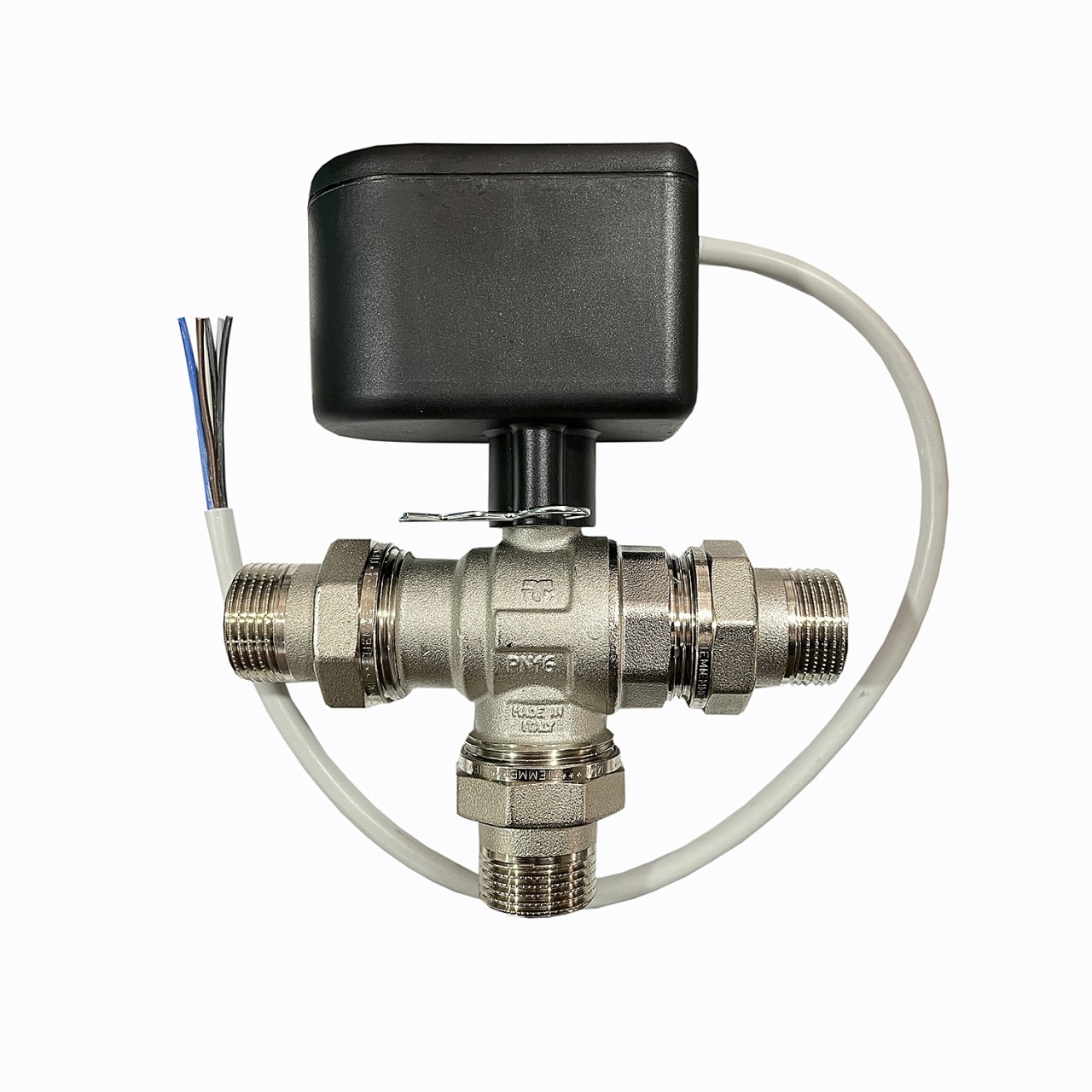 Robinet motorizat 3 cai cu deviator filet 1", Tiemme