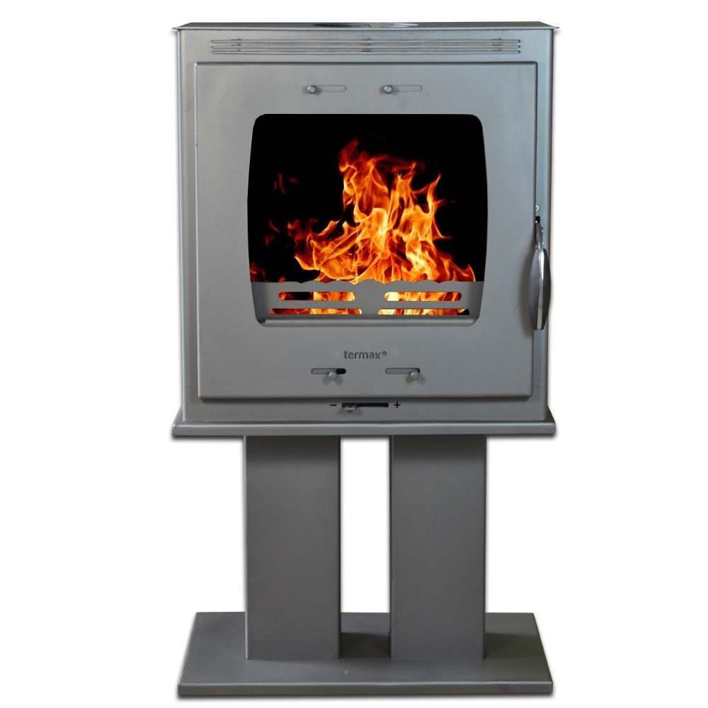 Soba pe lemn Termax Luxora cu picior, 12.2 kW, randament 84.17%, 80 m², Antracit
