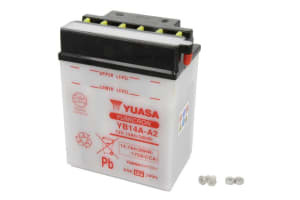 Baterie Acid/Starting YUASA 12V 14,7Ah 175A L+ Maintenance 134x89x176mm Dry charged without acid required quantity of electrolyte 0,9l YB14A-A2 fits: BOMBARDIER RALLY; HONDA ATC 50-800 1977-2017