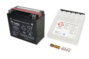 Baterie AGM/Dry charged with acid/Starting YUASA 12V 18,9Ah 310A R+ Maintenance free electrolyte included 175x87x155mm Dry charged with acid YTX20HL-BS fits: BOMBARDIER OU