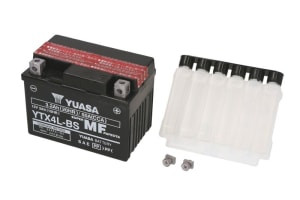 Baterie AGM/Dry charged with acid/Starting YUASA 12V 3,2Ah 50A R+ Maintenance free electrolyte included 114x71x86mm Dry charged with acid YTX4L-BS fits: AEON COBRA 25-650