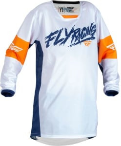 Bluză off road FLY RACING YOUTH KINETIC KHAOS culoare navy blue/portocaliu/alb, mărime YXL