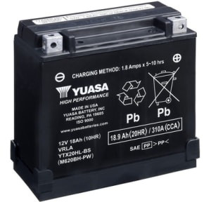 Baterie AGM/Dry charged with acid/Starting YUASA 12V 18,9Ah 310A R+ Maintenance free electrolyte included 175x87x155mm Dry charged with acid YTX20HL-BS-PW fits: BOMBARDIER