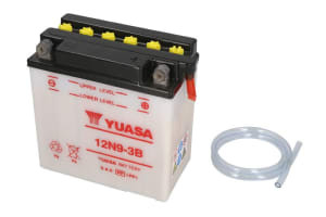 Baterie Acid/Starting YUASA 12V 9,5Ah 85A R+ Maintenance 135x75x139mm Dry charged without acid required quantity of electrolyte 0,6l 12N9-3B fits: HYOSUNG GF; KAWASAKI H1, KH 125/500 1969-2003