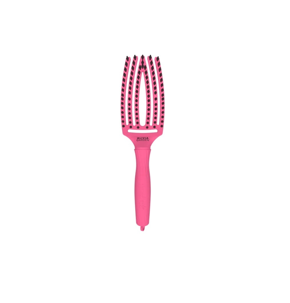 Olivia Garden Fingerbrush Combo Hot Pink – Perie Curbată Profesională cu Peri Mistreț & Nylon