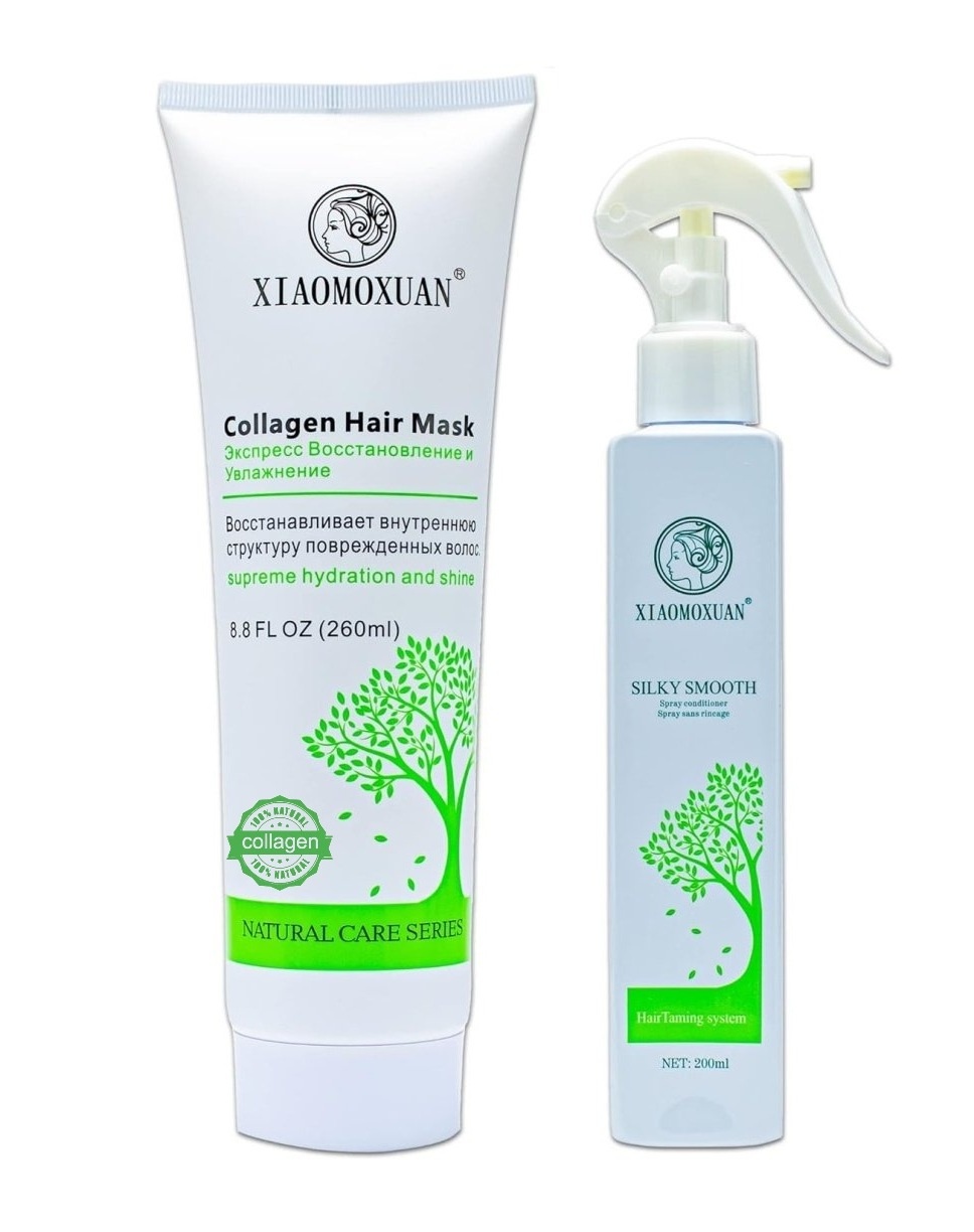 Set Cadou Xiaomoxuan M2T1 – Masca Colagen + Spray Termoprotector Regenerare si Stralucire