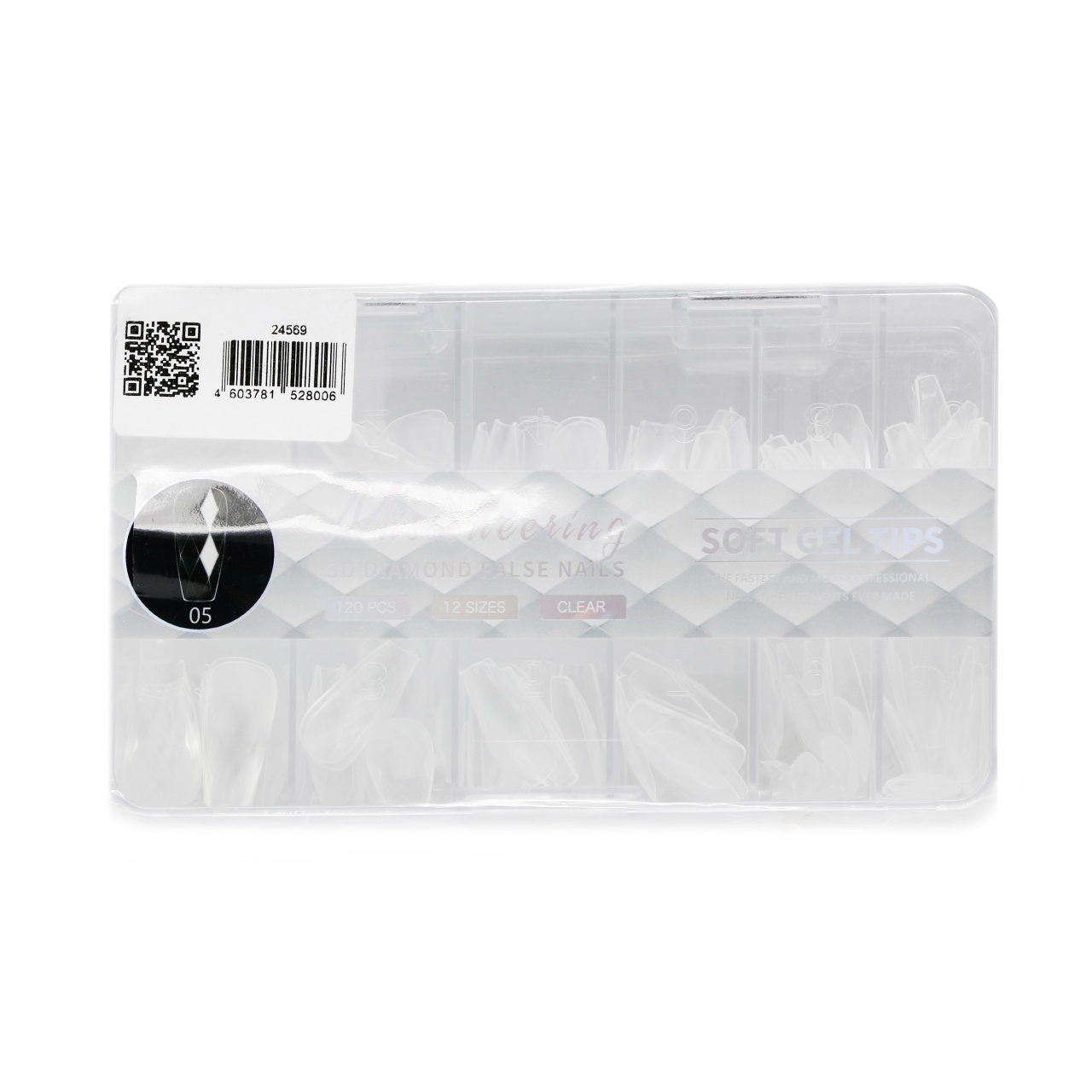 Tipsuri de gel „Diamante 3D”, Pătrat Conic, 05, 120 buc, 12 Dimensiuni