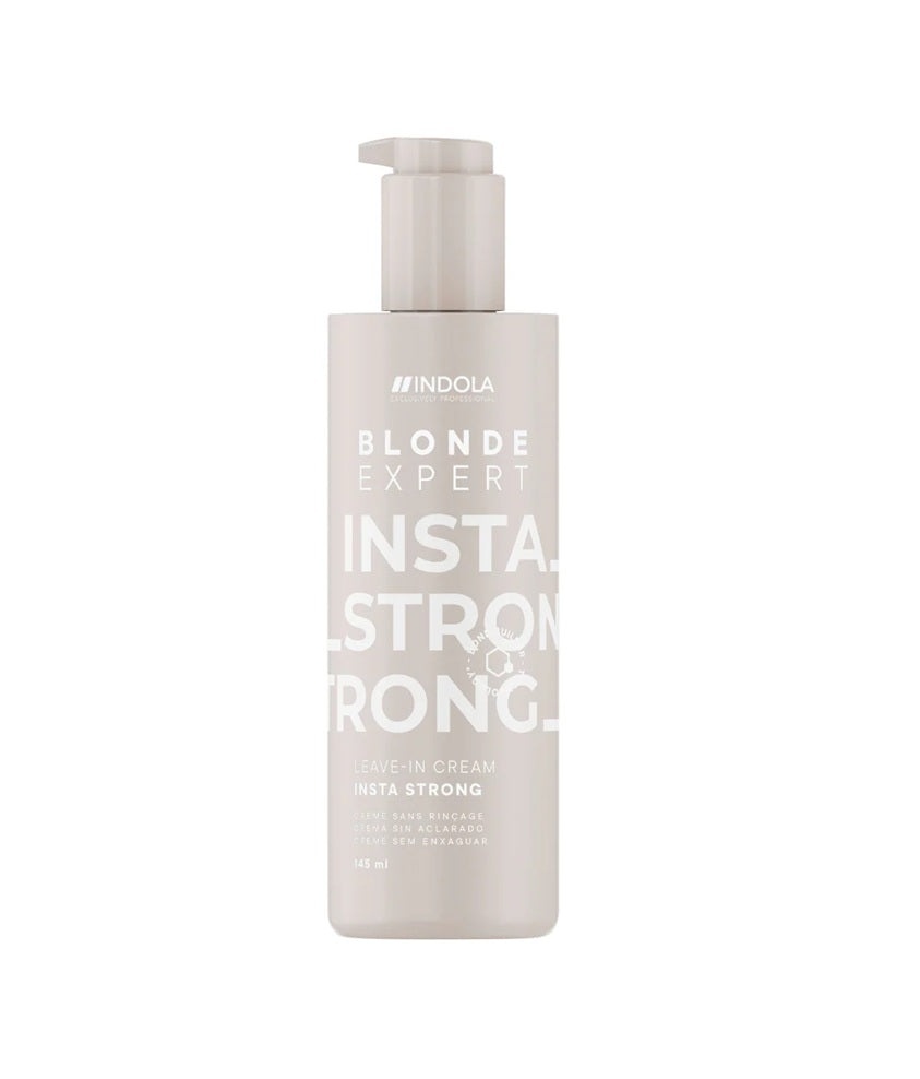 Indola Blonde Expert InstaStrong Leave-In Cream 145ml – Cremă fără clătire cu tehnologie Bond, protecție termică și întărire instantă pentru părul