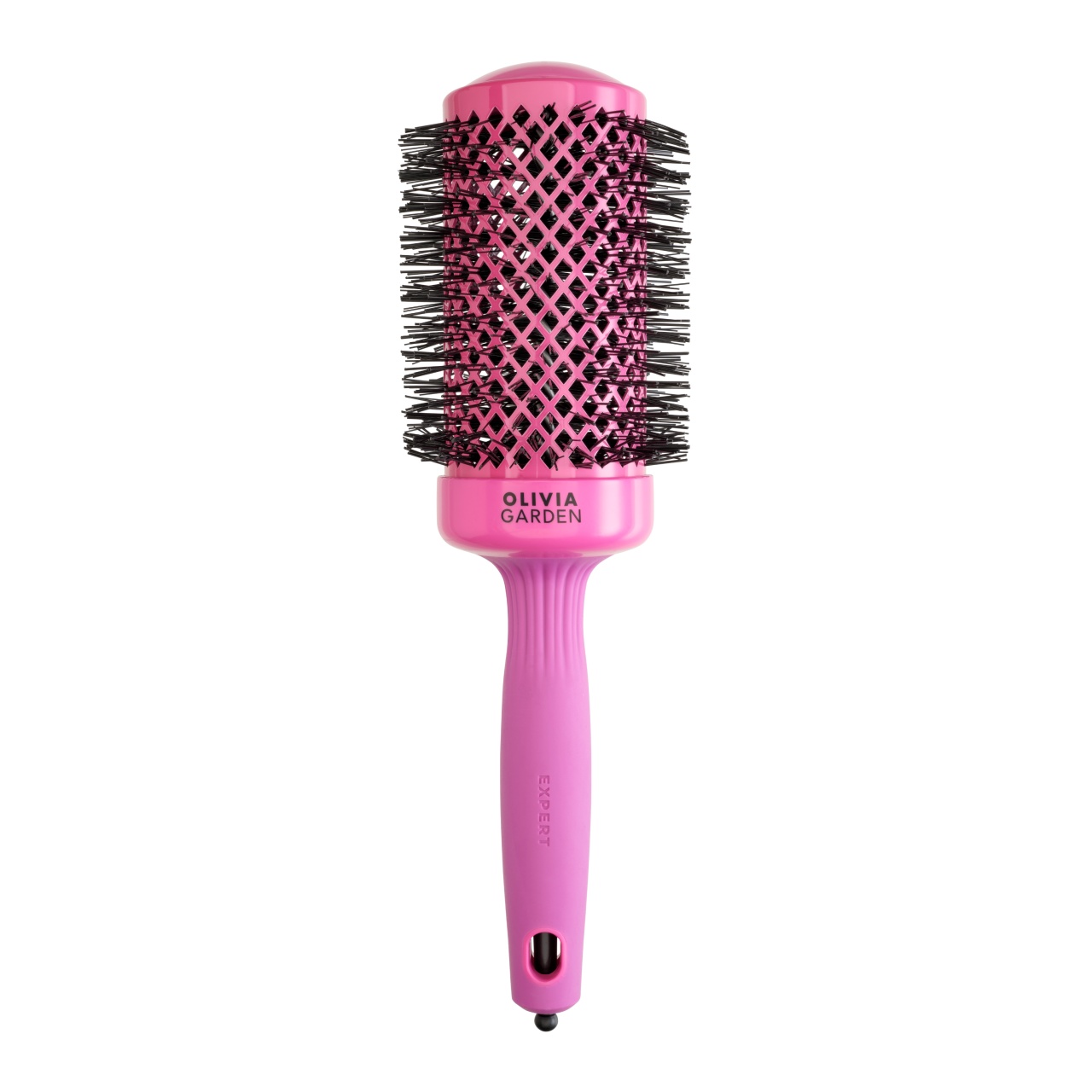 Perie termică rotundă Olivia Garden Expert Blowout Shine 55mm Pink Edition, bară ceramică cu turmalină și peri din nylon