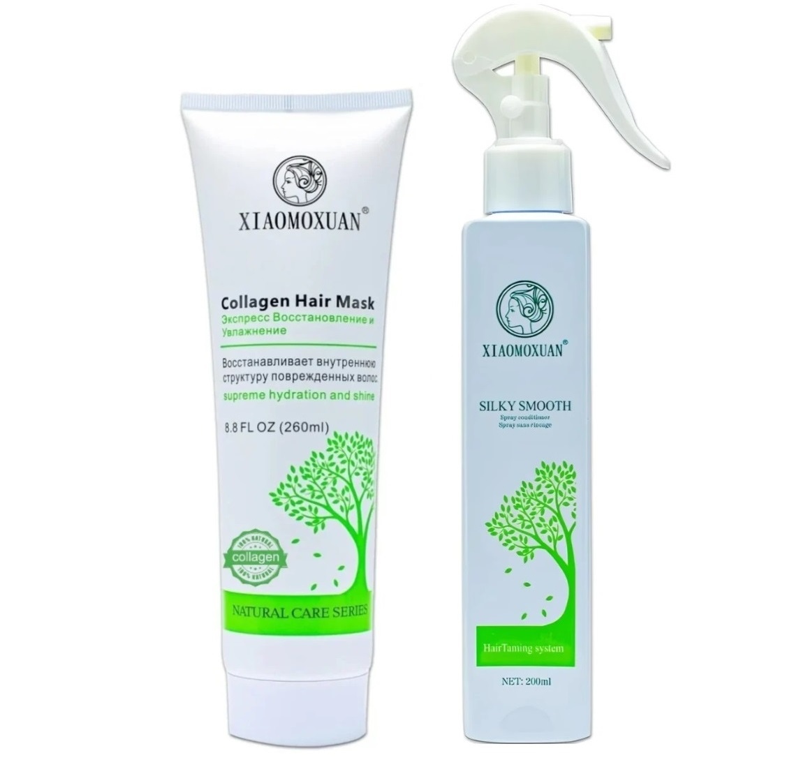 Set Cadou Xiaomoxuan M2T1 – Masca Colagen + Spray Termoprotector Regenerare si Stralucire
