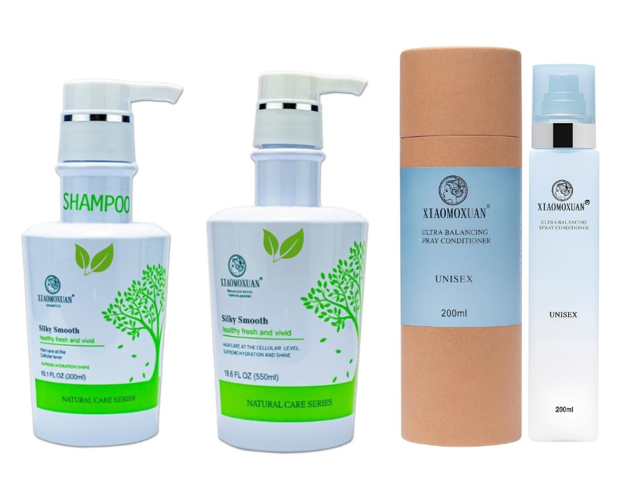Set Cadou Xiaomoxuan S1M1T2 - Sampon 300ml + Masca 550ml cu Arbore de Ceai + Spray Ultra Balancing