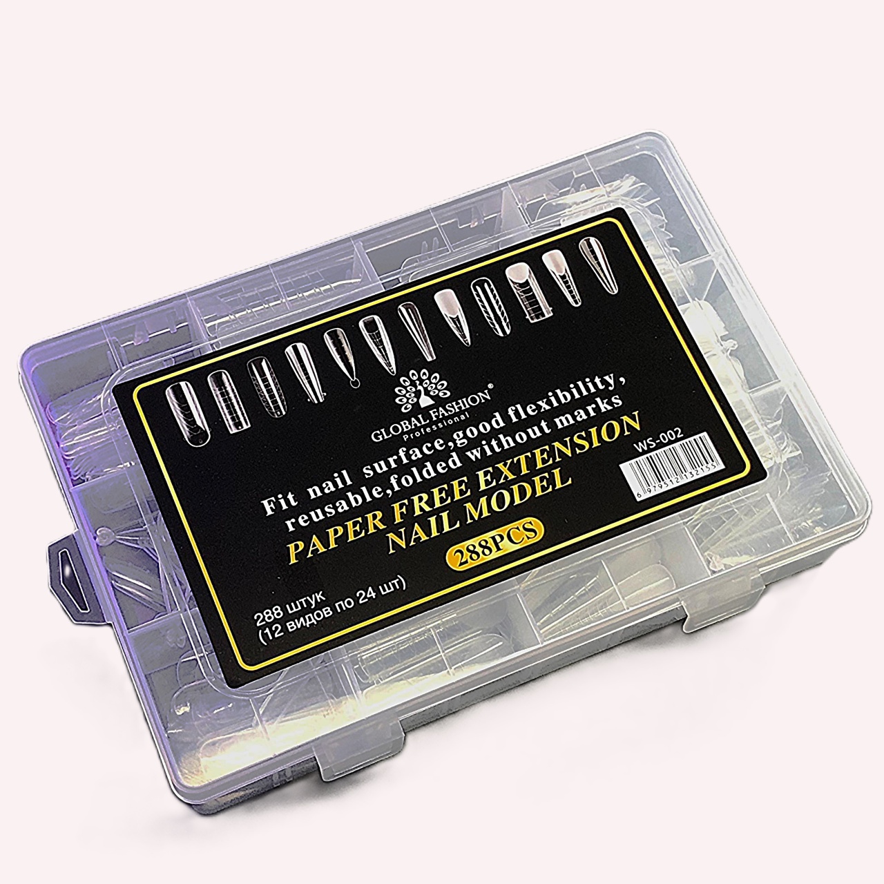 Set extensie, tipsuri reutilizabile, 12 tipuri, 288 buc