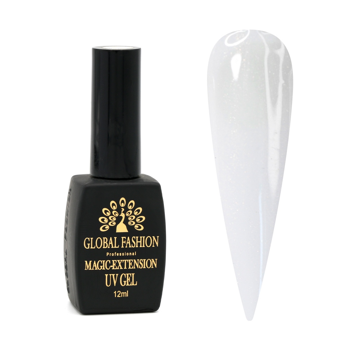 Gel UV cu sclipici, Magic-Extension, 12 ml, Alb, G02 - TPO Free