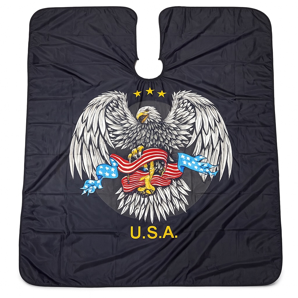 Pelerină Profesională Frizerie – Model Vultur U.S.A., Design Premium