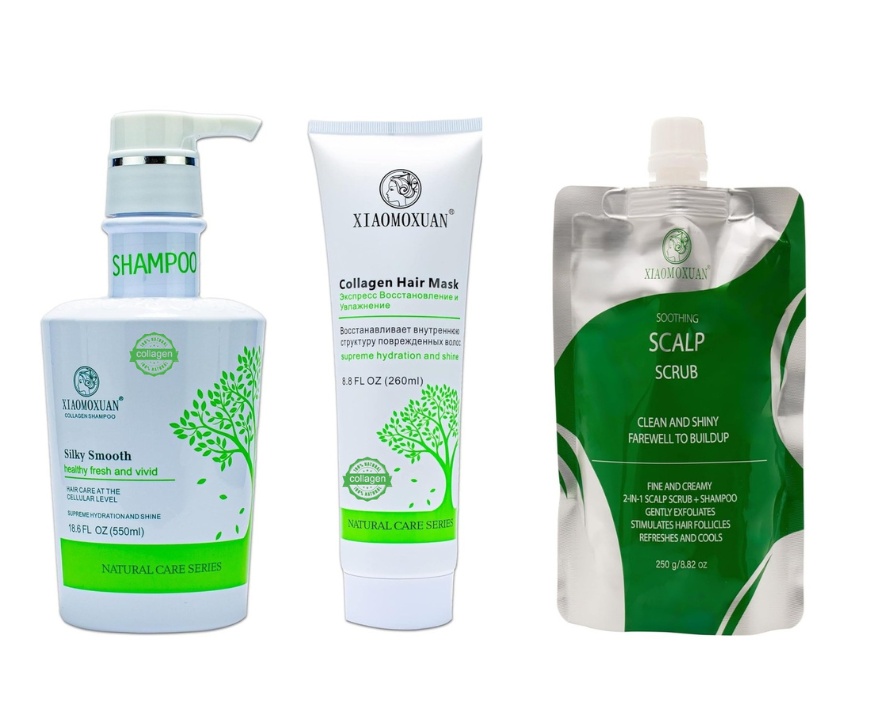 Set Cadou Xiaomoxuan S2M260SCRUB - Sampon + Masca cu Colagen + Scrub Curatare Scalp