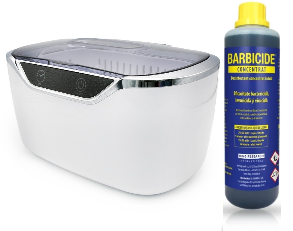 Sterilizator cu Ultrasunet SU-942, 700ml, 50W + Dezinfectant Barbicide 500ml