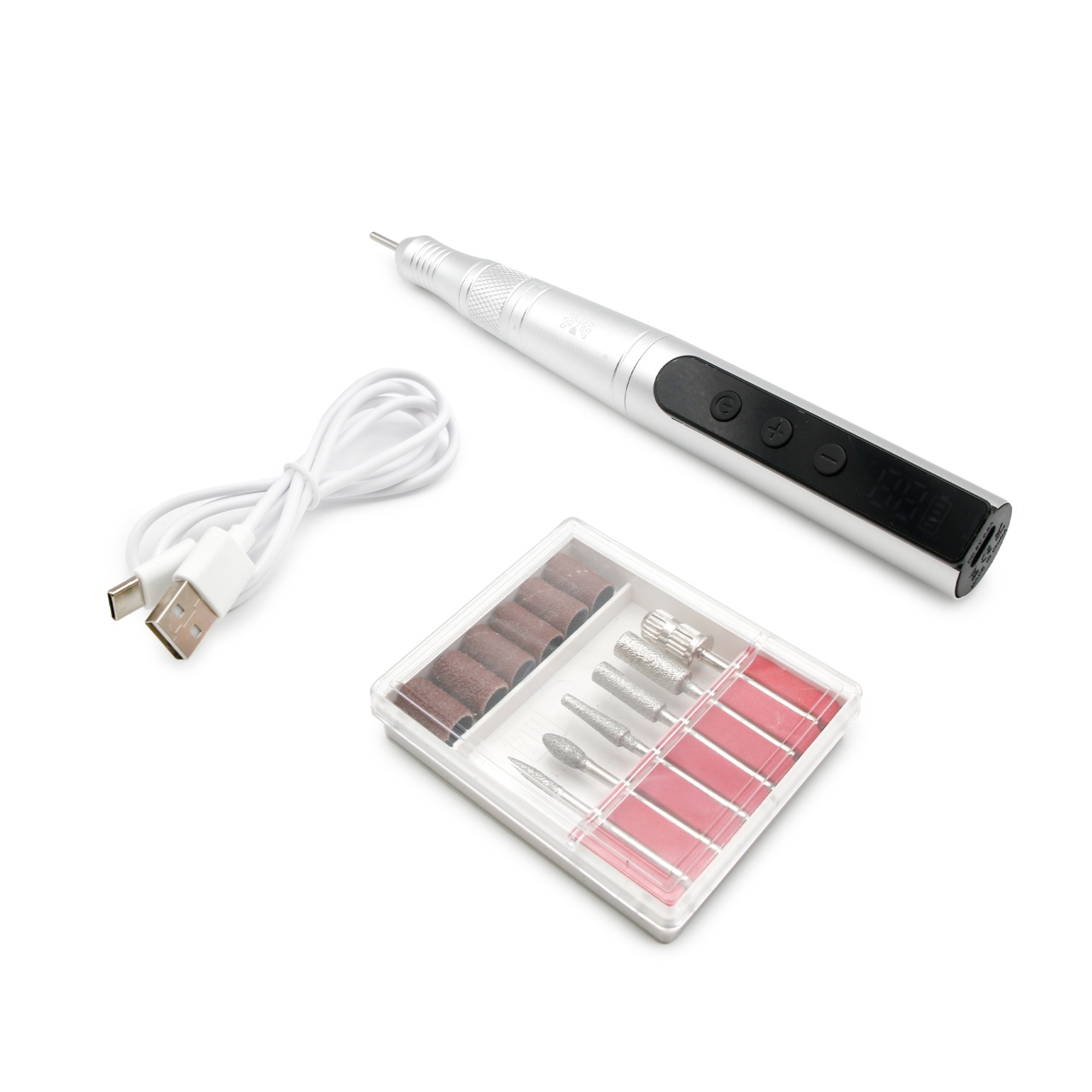 Freză-mandrină pentru manichiură, 35000 rpm T-7AS, argintie