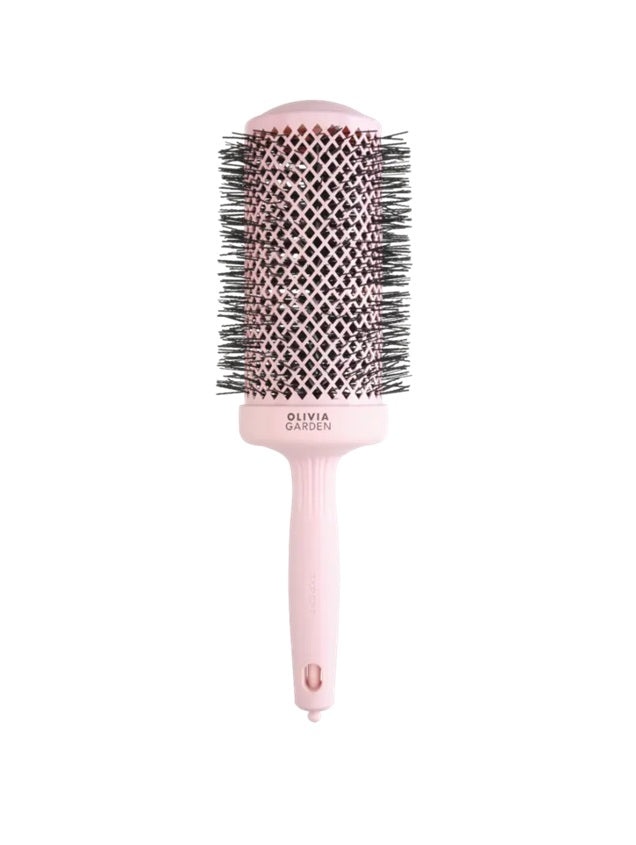 Olivia Garden Expert Blowout Speed Wavy Bristles Pastel Pink – Perie Profesională Rotundă Pastel Pink cu Peri Ondulați, Cilindru Ceramic Extra Lung