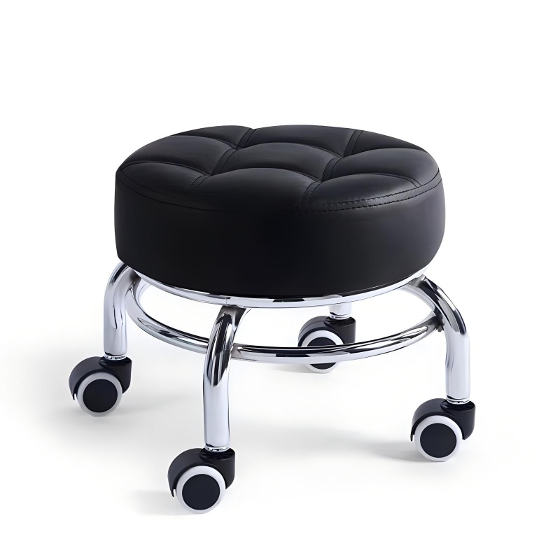 Scaun de Pedichiura pe Role - Pauco, Rotire 360, Dimensiuni 34x26,5x5,5 cm - Negru