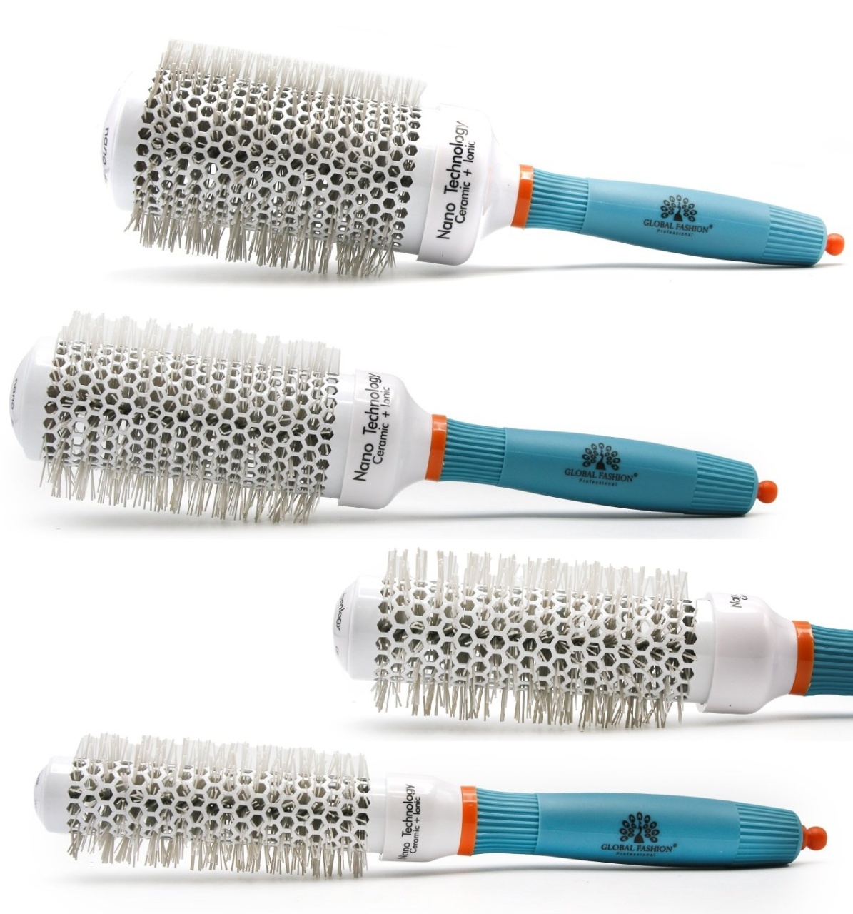 Set 4 Perii de Par Rotunde Ionic-Nano-Ceramic 25mm, 32mm, 45mm, 53mm - GF