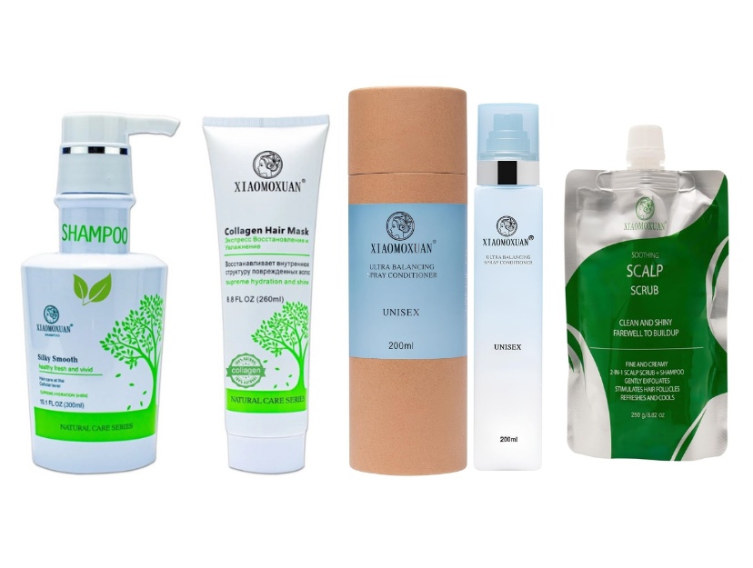 Set Cadou Xiaomoxuan S1M260T2SCRUB - Sampon Arbore de Ceai 300ml + Masca Colagen 260ml + Spray Ultra Balancing + Scrub Curatare Scalp