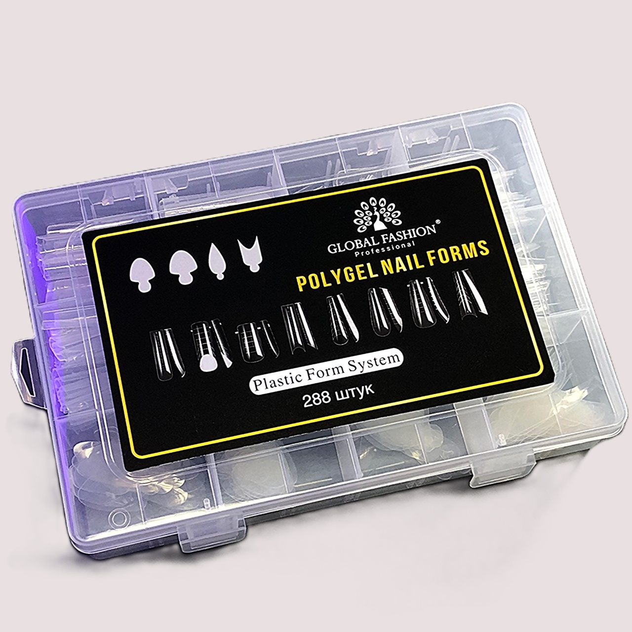 Set pentru extensii, tipsuri reutilizabile + șablon din silicon de 8 tipuri, 288 bucăți