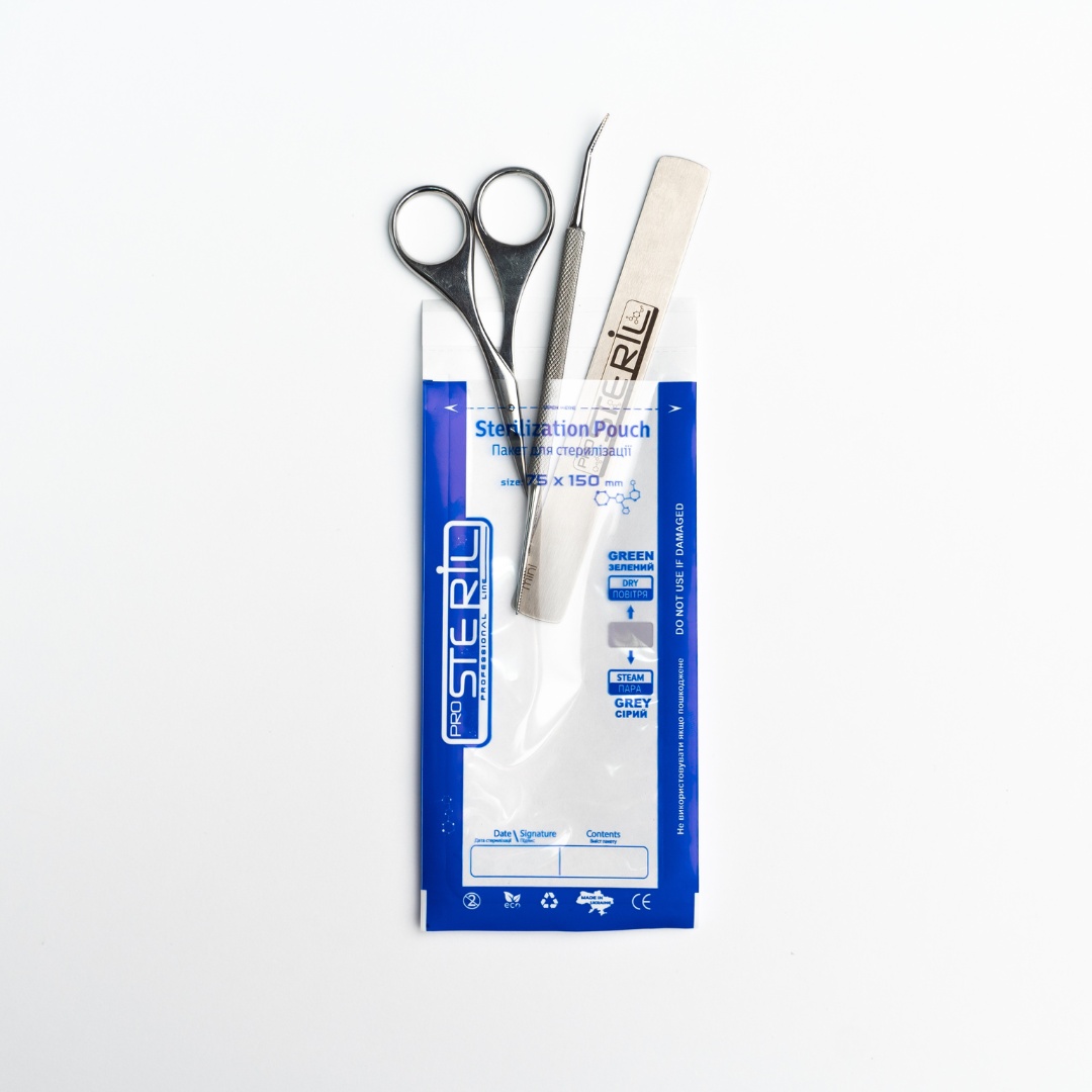 Pungi sterilizare pupinel/autoclav din hârtie+plastic Pro Steril 75x150mm set 100 buc.