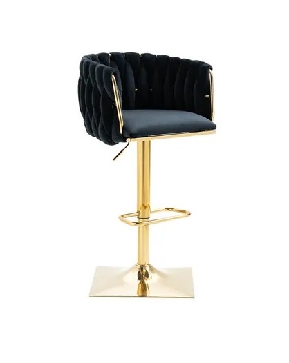 Scaun Make-up Glamour, Negru cu Baza Aurie