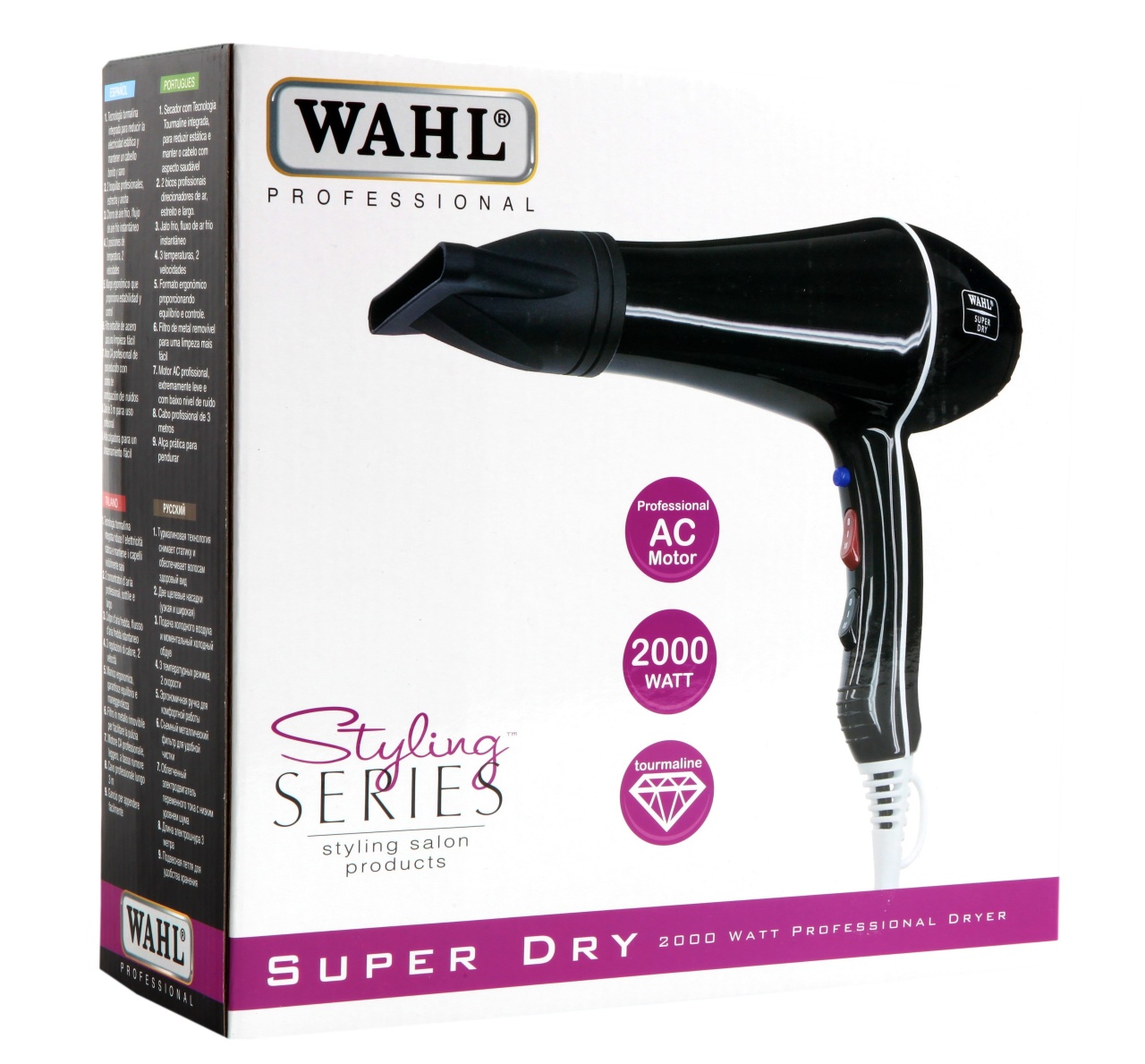 WAHL Super Dry – Uscător de Păr Profesional 2000W cu Tehnologie Turmalină și Motor AC Durabil