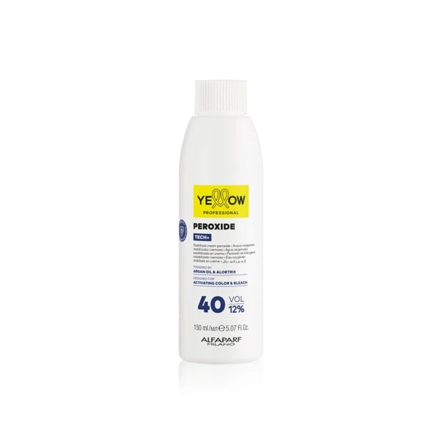 YELLOW Peroxide Tech+ 12% 40Vol 150 ml– Emulsie Oxidantă Profesională pentru Colorare Uniformă și Strălucitoare