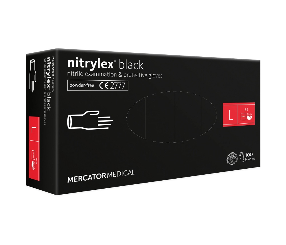 Manusi din nitril Mercator Medical Negru Large 100buc