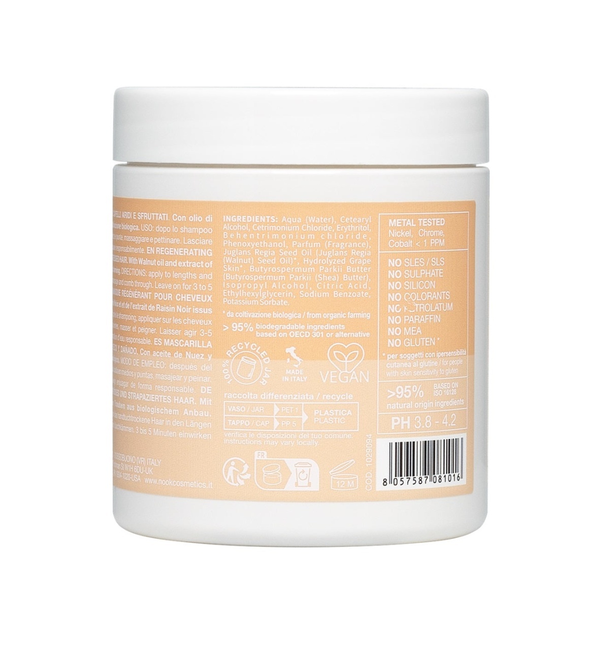 Mască Organică Pentru Regenerarea Părului Uscat Și Deteriorat Nook Beauty Family Ageless Regenerating Deep Mask