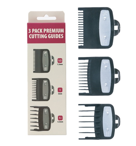 Set 3 Gratare intermediare Premium pentru masini de tuns compatibile Wahl, Jrl, Kiepe 1.5mm 3mm 4.5mm
