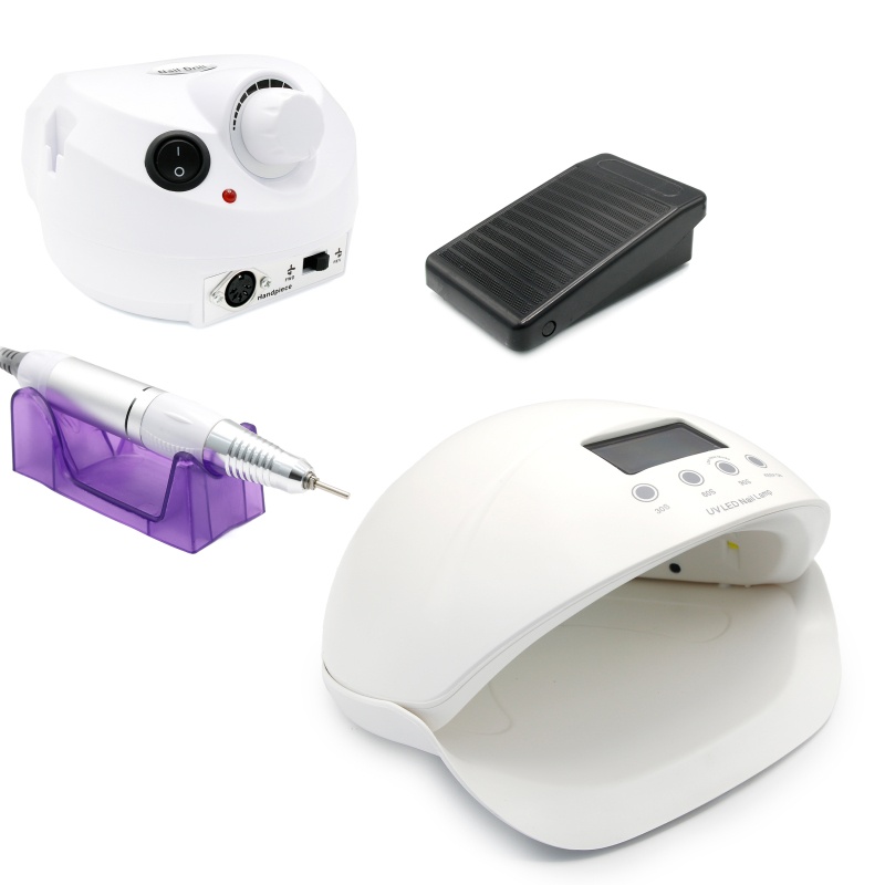 Set Combo Lampa + Freza Electrica Unghii, GF