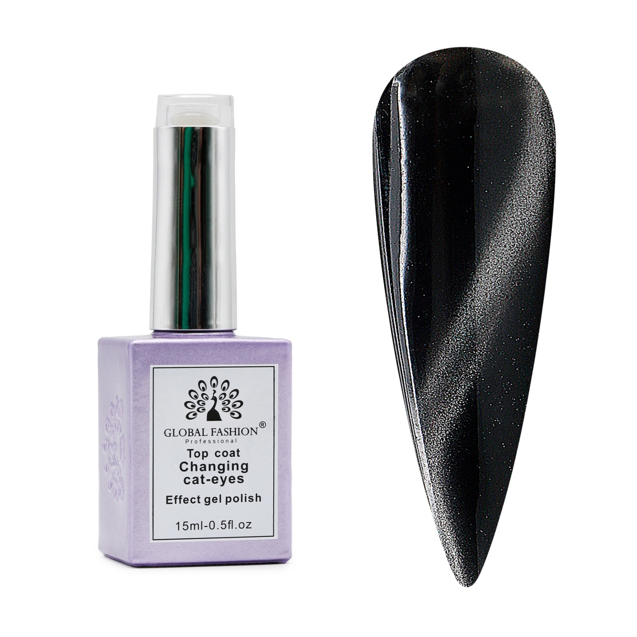 Top Coat Changing Cat eyes, argintiu, 15 ml - TPO Free