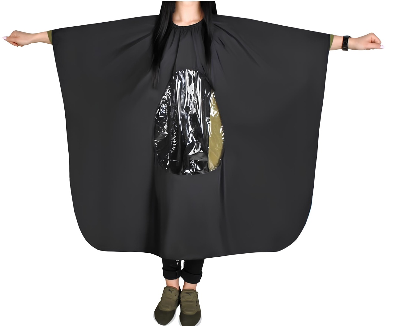 Pelerina frizerie cu fereastra Black