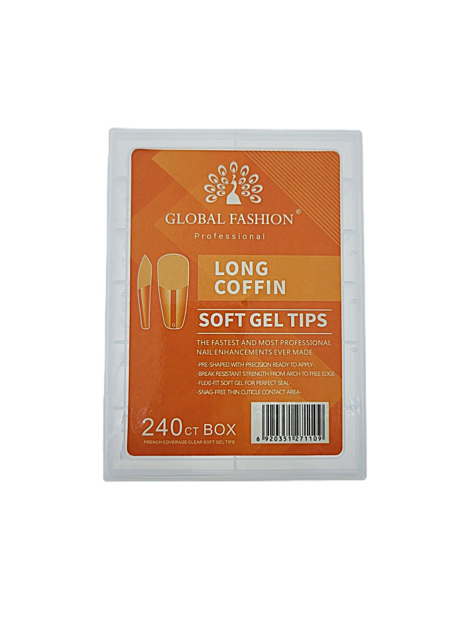 Set Tipsuri din Gel, 240 bucati, 12 Marimi, Forma Patrat Ingustat