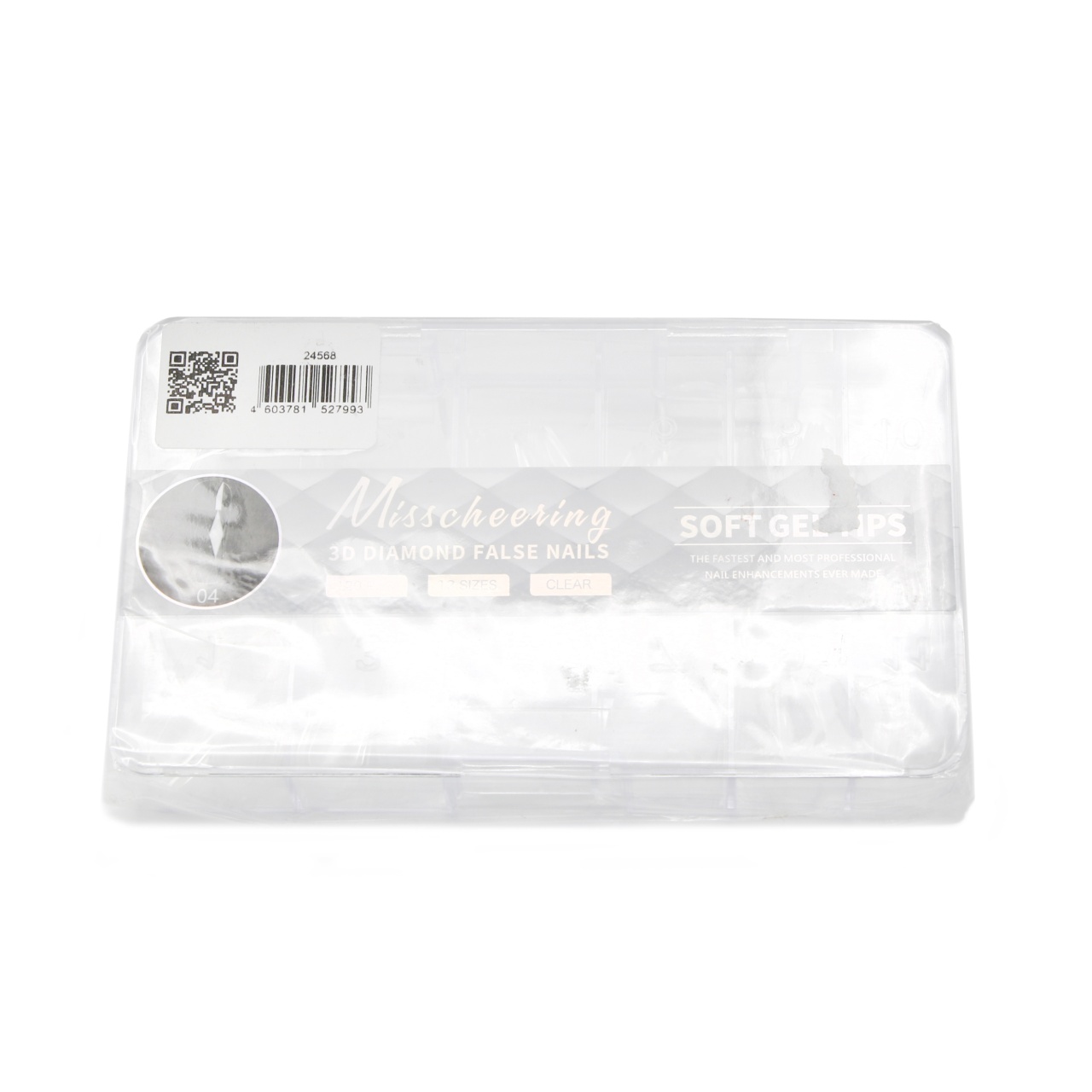 Tipsuri de gel „3D diamonds”, Balerină Medie, 04, 120 buc, 12 dimensiuni