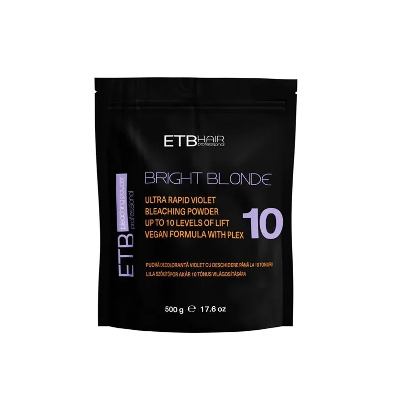 ETB Hair Bright Blonde Violet Plex 10 – Pudră Decolorantă Vegană Profesională, cu deschidere de până la 10 tonuri 500 gr