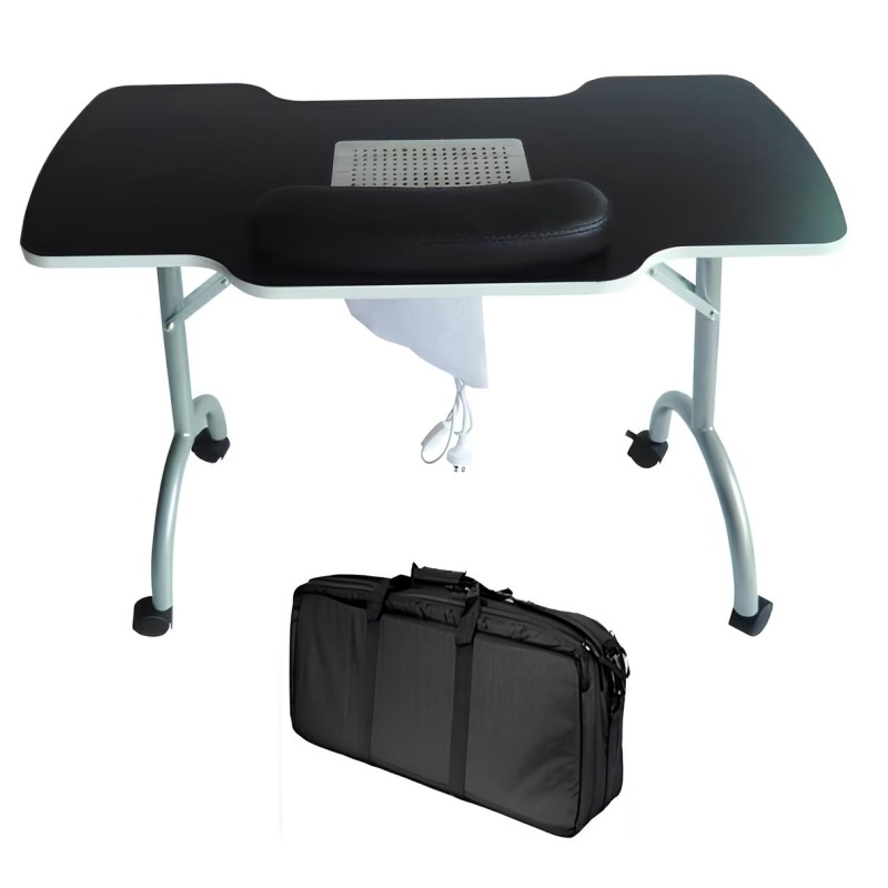 Masa Manichiura cu Aspirator Incorporat si Roti - 94 x 41x 70 cm Neagra + Cadou 2x Saci Rezerva Aspirator 9007