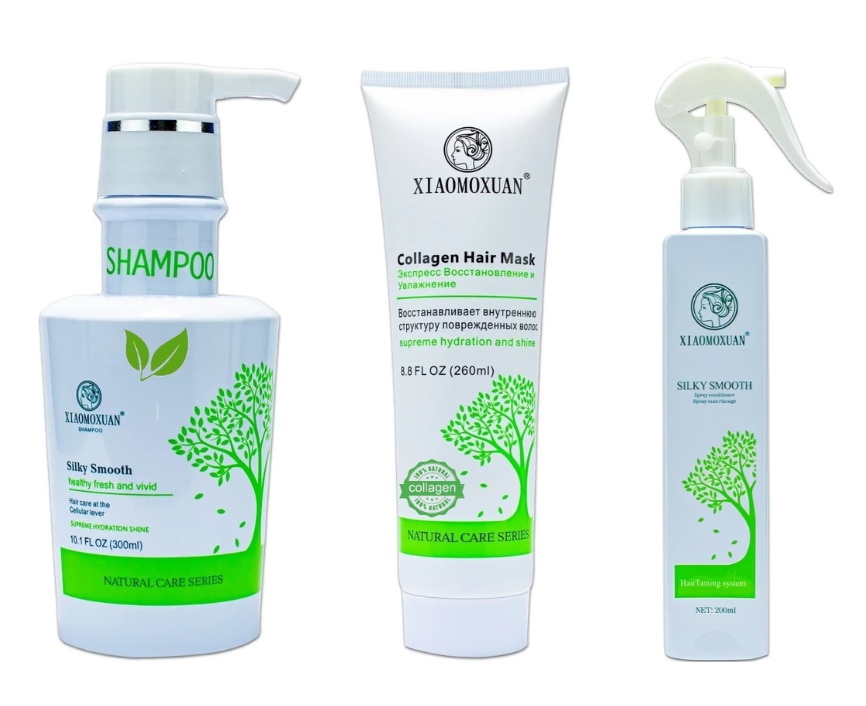 Set Cadou Xiaomoxuan S1M260T1 - Sampon Arbore de Ceai 300ml + Masca Colagen 260ml + Balsam Descurcare - Silky Smooth Spray