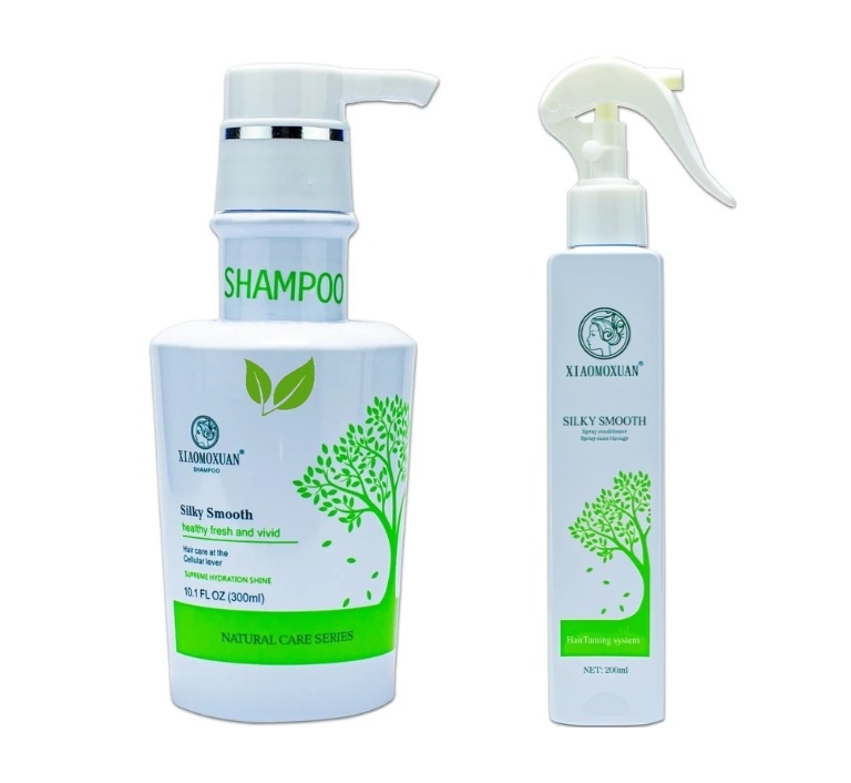 Set Cadou Xiaomoxuan S1T1 - Sampon Arbore de Ceai 300ml + Spray Termoprotector Regenerare si Stralucire