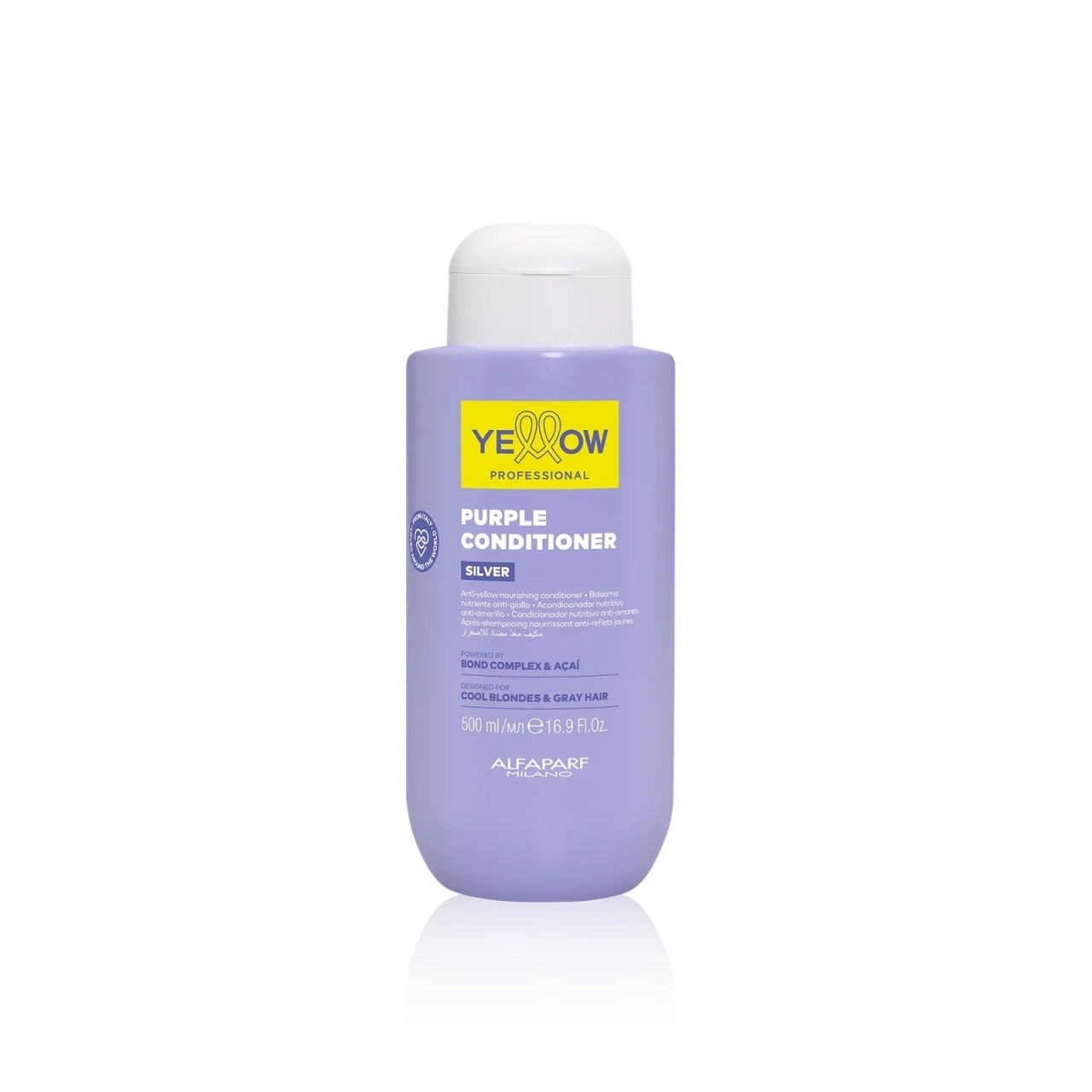 Yellow Silver Purple Conditioner 500ml – Balsam Violet Nutritiv pentru Păr Blond Rece sau Grizonat - Catifelare Instantă și Corectare a Reflexelor