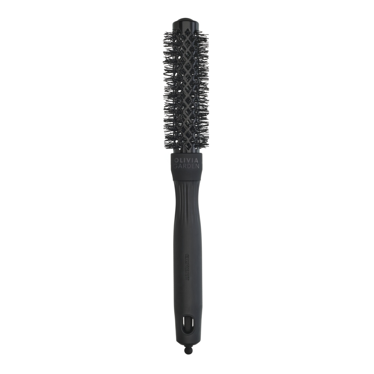 Perie termică rotundă Olivia Garden Expert Blowout Shine 20mm Black Label, bară ceramică cu turmalină, peri ondulați